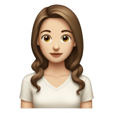 Girl white skin brown hair brown eyes cream shirt sticker