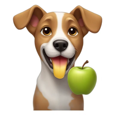 dog eating an apple sticker
