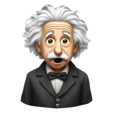 Round face emoji of shocked Albert Einstein sticker