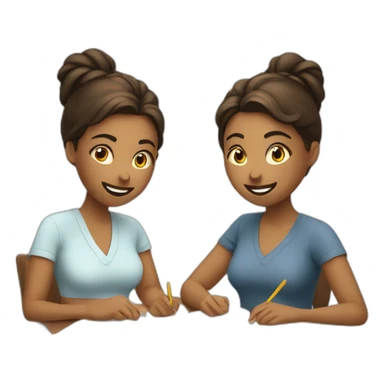 Zany face women studying sticker