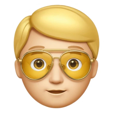 A 3D cartoon golden-yellow aviator Glasses, metallic frame with clear lenses, gentle highlights, Memoji-style. sticker