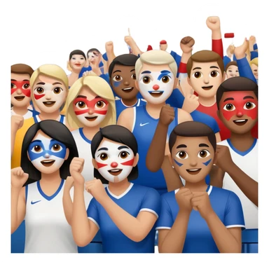group of fans with painted faces, cheering at a sports event sticker