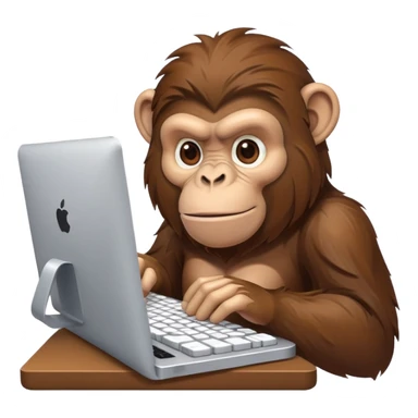 ape typing on mac keyboard sticker