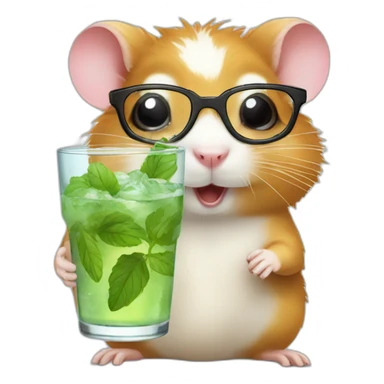 hamster with glasses on a wheel drinking mojito sticker