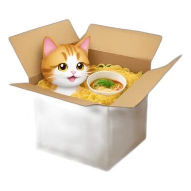 Cat and ramen in box sticker
