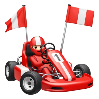 Kart With Body Color Is Red And White With Number Is 1 sticker