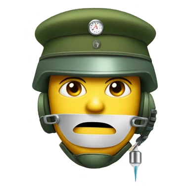 face withthermometer and military helmet sticker