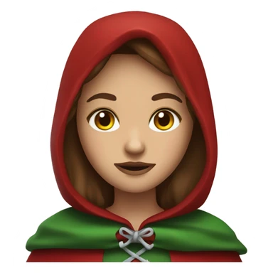 Red Riding Hood based on my own emoji with brown hair, a red hood and very green eyes and long dark eyelashes  sticker