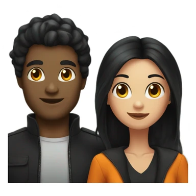 couple on helloween where girl has black hair and man sticker