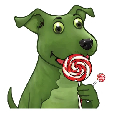 Dog eating lollipop  sticker