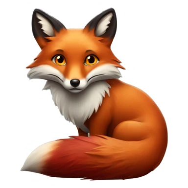 deep lush red fox face with tiny red heart instead of eyes sticker