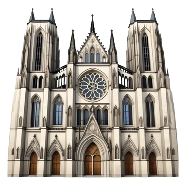 Cinematic Realistic Cologne Cathedral Landmark Emoji, showcasing Gothic architecture rendered with detailed stone textures and majestic, dynamic lighting. sticker