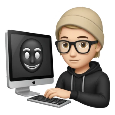 a 3d hacker with computer sticker