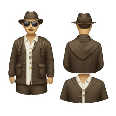 men travelling costume icon sticker