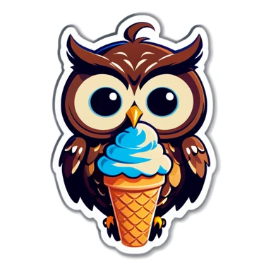 Owl with ice cream sticker