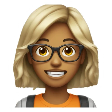 A girl with glasses eating Mandarine and going crazy sticker