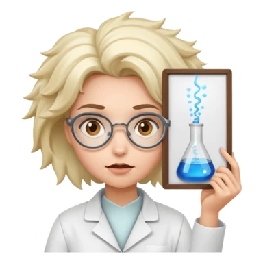 Girl mad scientist holding large blank sign sticker