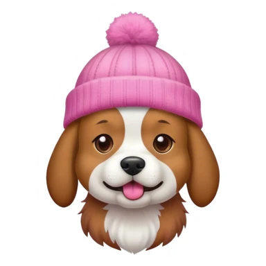 dog wearing a pink beanie sticker