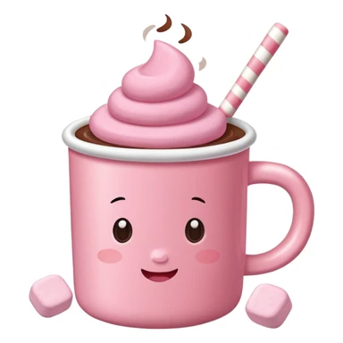 Clean girl hot cocoa baby pink cup and different pink marshmallow  sticker