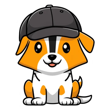 dog with baseball cap sticker