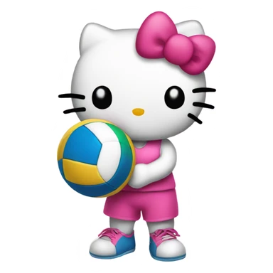 hello kitty holding a volleyball sticker