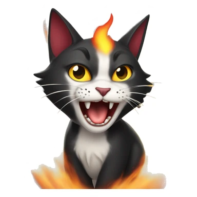 Flying vampire cat breathing fire sticker