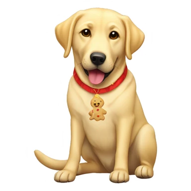 Yellow lab with a Christmas cookie sticker