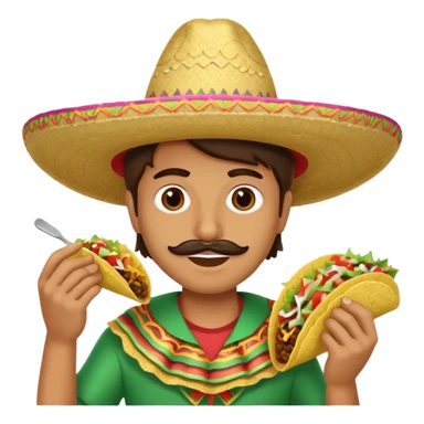 Mexican eating tacos with sombrero  sticker