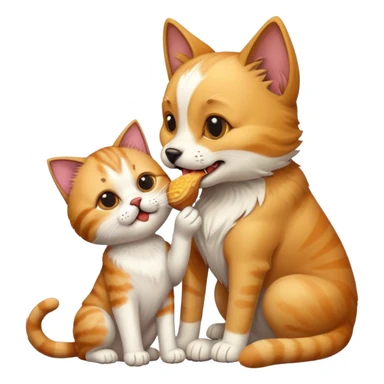 Cat eating dog sticker
