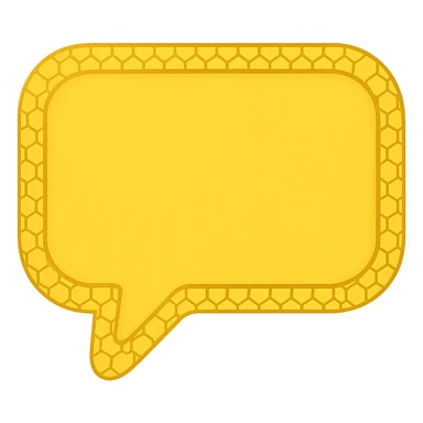 small yellow chat bubble, mostly rectangular, rounded edges, honeycomb design just on the outer edge sticker
