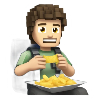 Steve from Minecraft in a F16 eating chips sticker
