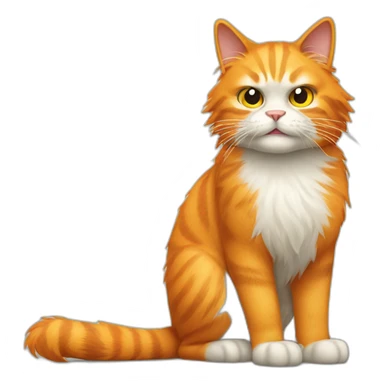 angry orange hairy cat with long tail sticker