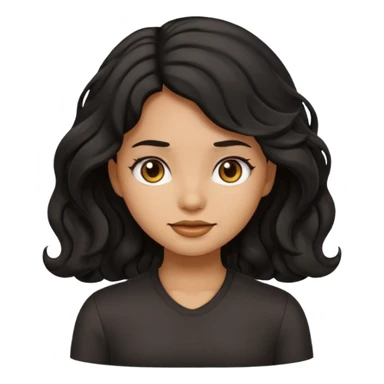 Girl emoji with black wavy hair and tan skin sticker