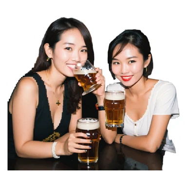 marion drinking beer with thai lady sticker