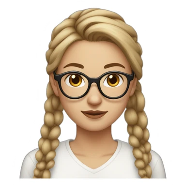 white women, light brown hair, big round glasses, high ponytail sticker