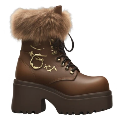 Platform Demonia High boots brown fur sticker