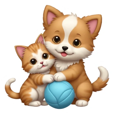 kiskutya egy cicával játszik sticker