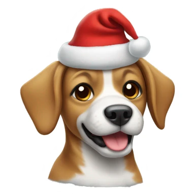 Dog wearing a Christmas hat sticker