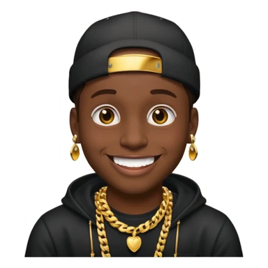 rapper emoji pointing at the camera, big smile, flashy jewelry sticker