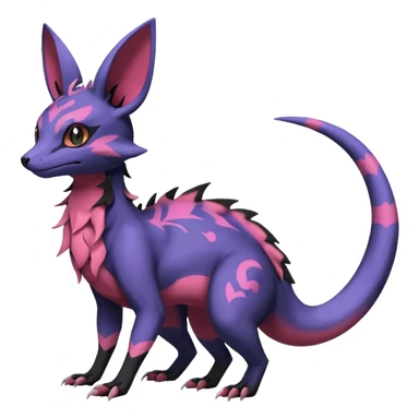 Rare epic aesthetic colorful Salandit-Noibat-Eevee-Genet-species-Fakemon-hybrid-creature, with markings, full body sticker