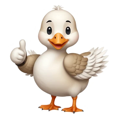 a chibi style adult goose character giving a thumbs up sticker