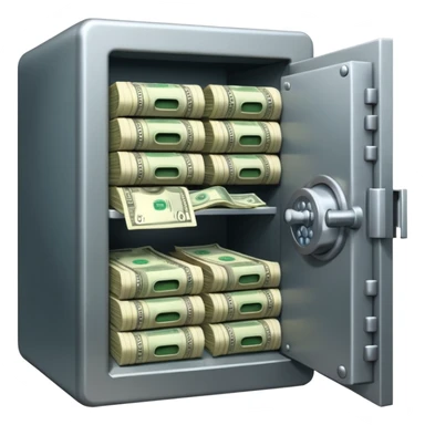 unlocked bank vault full of cash sticker