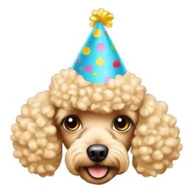 Blonde toypoodle with birthdayhat sticker