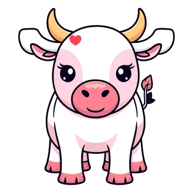 Pink bull with heart eyes sticker