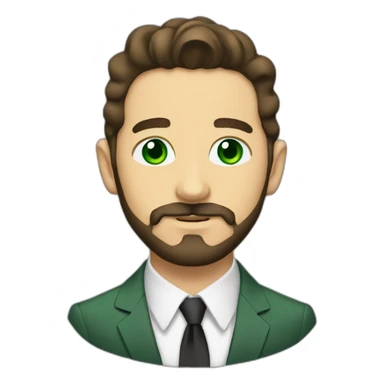 Shia LaBeouf, beard, green eyes, in a suit sticker