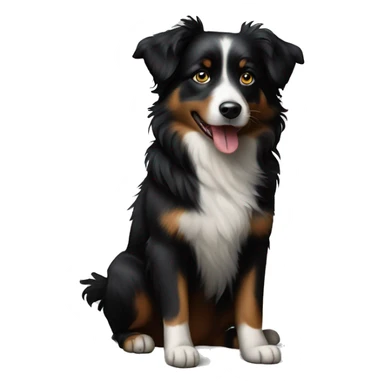 Small black australian shepherd dog painting art sticker