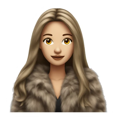 Beautiful realistic long hair light brunette mob wife with fur coat sticker