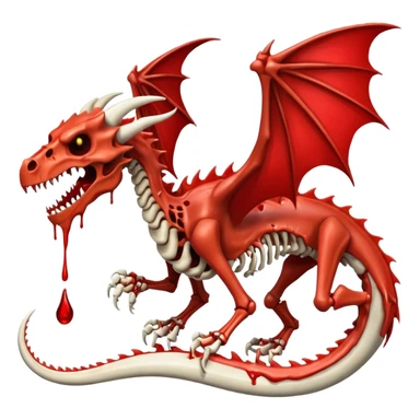  skeletal skeleton bone dragon with some blood dripping sticker