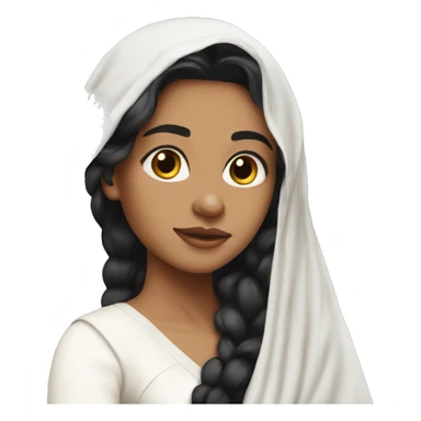 Light skin ;Black long hair wearing white saree sticker