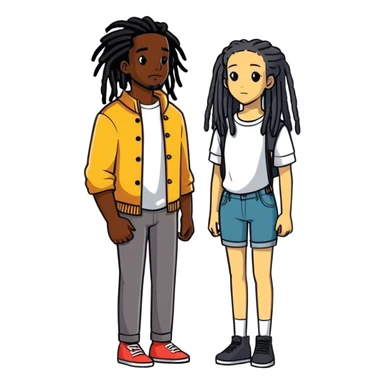 darkskin guy with dreads and lightskin girl with black hair  sticker
